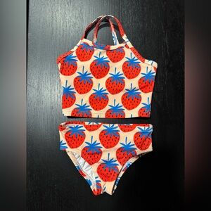 Hanna Anderson Girls 3T strawberry two piece swimsuit